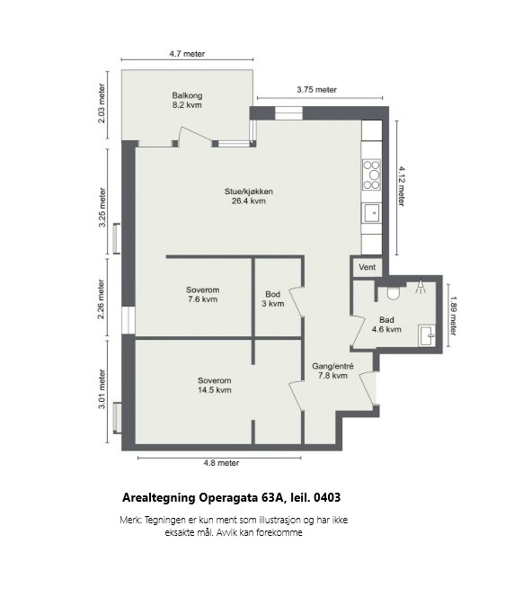 Romløsning/plantegning leil. 0403